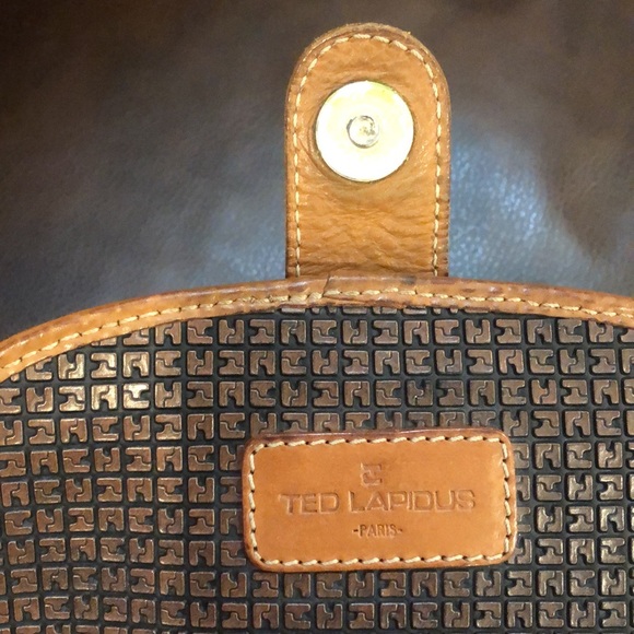TED LAPIDUS Paris Monogram Embossed Vinyl Leather Crossbody Messenger Bag RARE - Picture 10 of 17